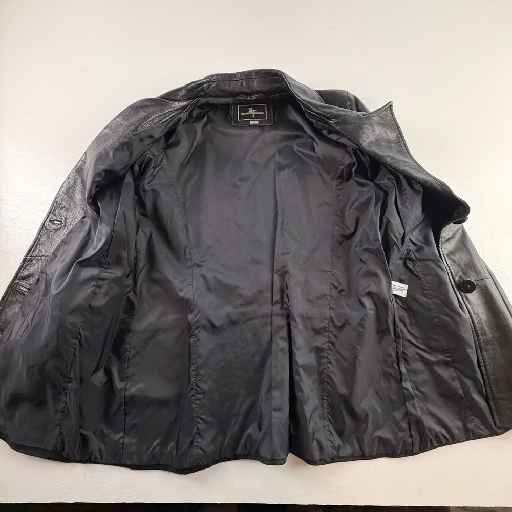 Vintage Brandon Thomas Black Blazer Genuine‎ Leather Jacket  90s, Women's Size L - Picture 11 of 11